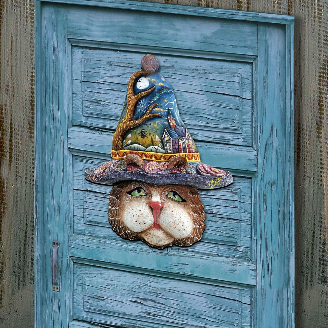 Halloween Eve Cat Halloween Door Decor by G. DeBrekht - Thanksgiving Halloween Decor - 8161039H-3