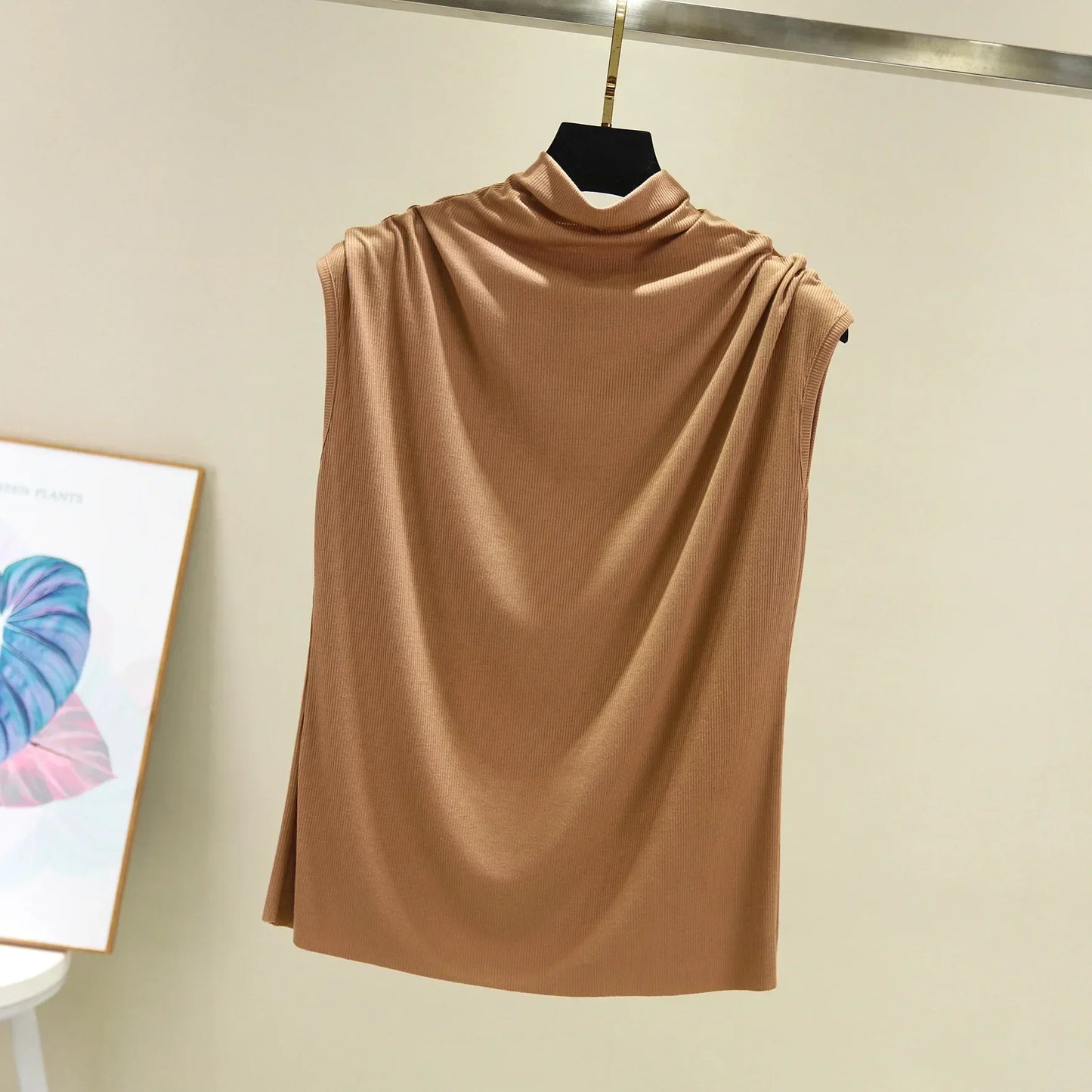 Summer High Collar Undershirt Girls Turtleneck Female Tee Shirt Sleeveless T-shirt Korean Loose Casual Women Tshirt Modal Tops