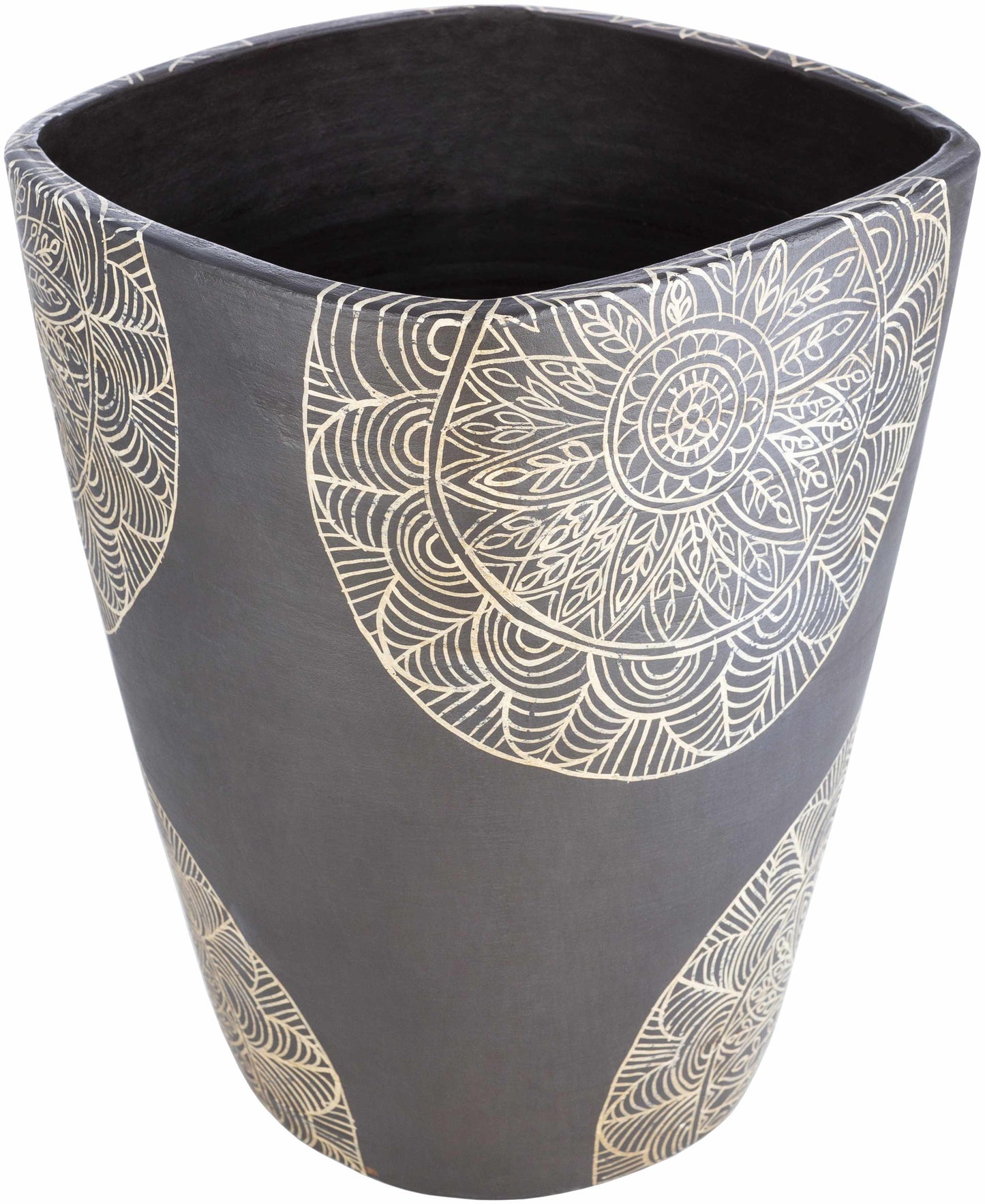 Hearst Terracotta Geometric Black Planter-3