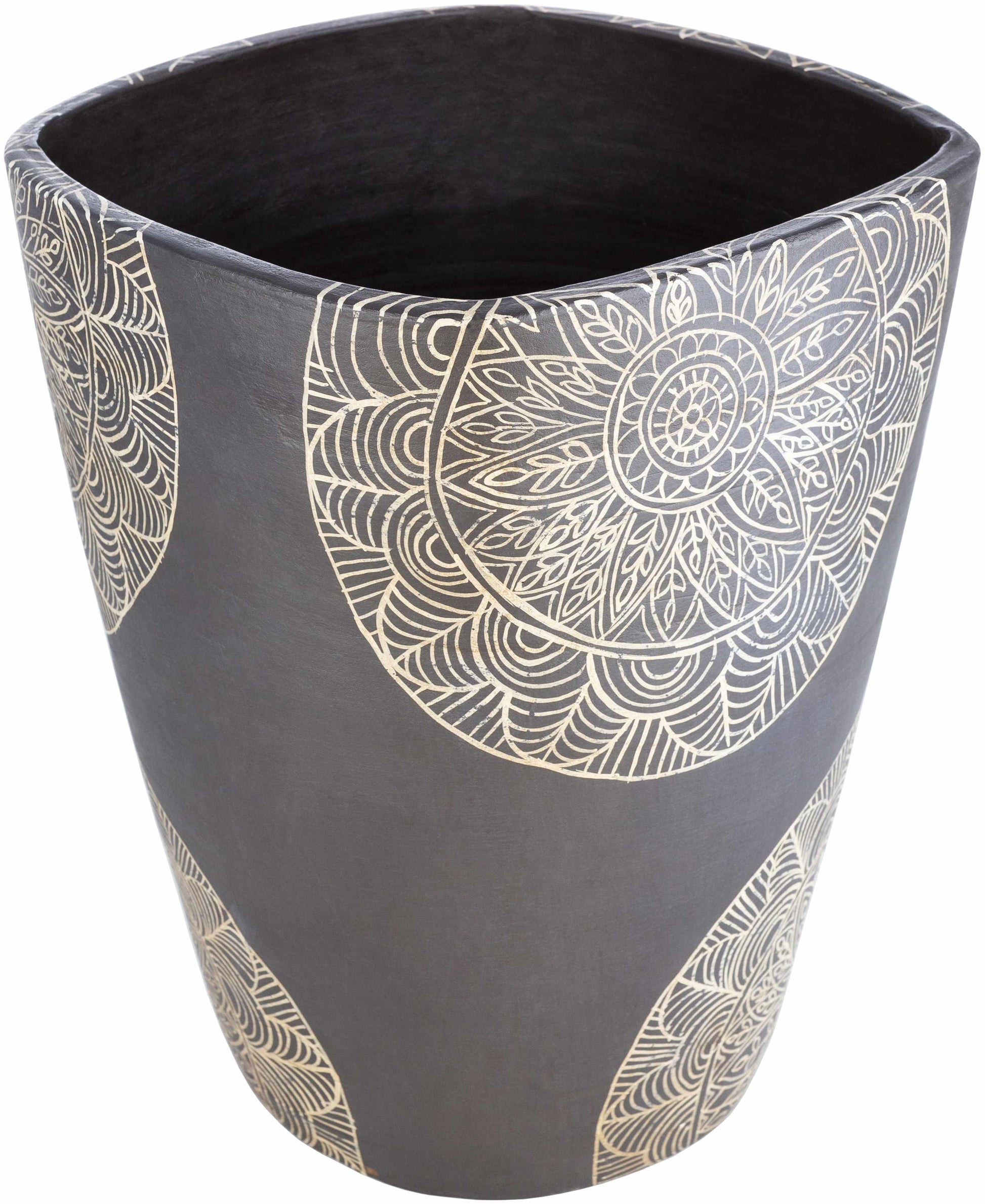 Hearst Terracotta Geometric Black Planter-3