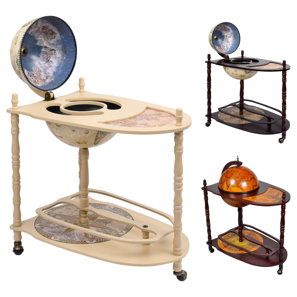 vidaXL Globe Bar Cart Globe Wine Bar Liquor Bar Cabinet Solid Eucalyptus Wood-5